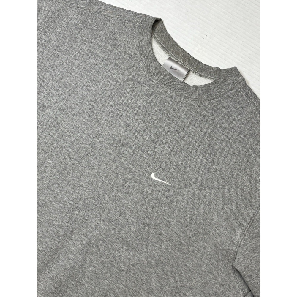 Vintage Y2K Nike Sweatshirt Mini Swoosh Crewneck Silver Tag Dark Gray Medium‎